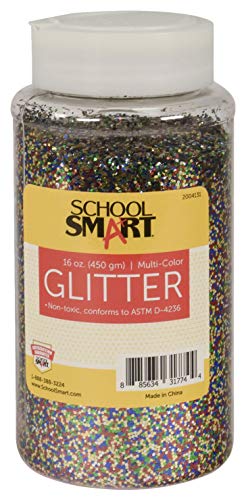 School Smart - S2004131 Craft Glitter, 1 Pound Jar, Multi-Color School Smart