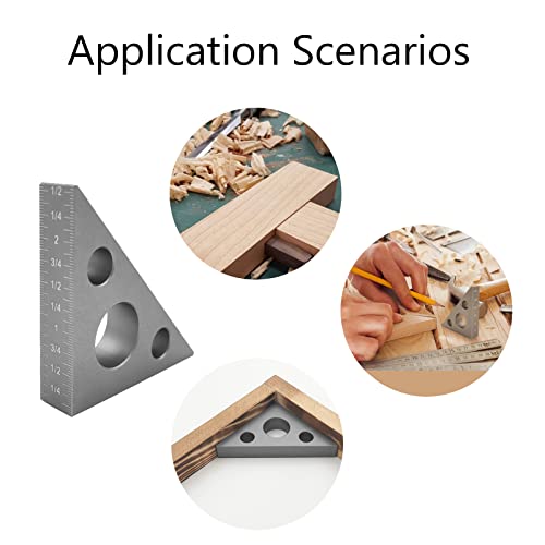 Right Angle Ruler, 45 n 90 Degree Small Aluminum Alloy Triangle Ruler with Both Imperial and Metric Scales Machinist Carpenter's Square Measuring - WoodArtSupply