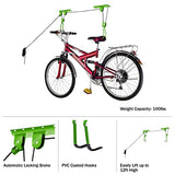 Bike Hanger Set - Set of 2 Overhead Pulley System Bike Hangers for Garage or Shed with 100lb Capacity for Bicycles or Ladders by Rad Sportz (Green) Bike Lane