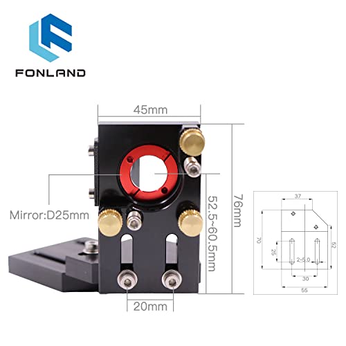 FONLAND CO2 Laser Head Set for Focusing Lens D18 FL38.1& D20 FL50.8/63.5/101.6mm Reflection Mirror 25mm for Laser Engraving Cutting Machine FONLAND