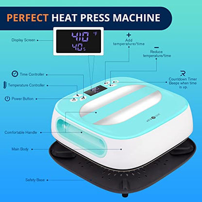 HTVRONT Heat Press Machine for T Shirts, Portable Heat Press 10"X10" - Heat Up Fast & Distribute Heat Evenly, Tshirt Press Machine for Sublimation,