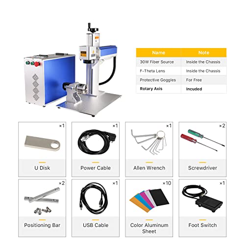 Cloudray 30W M7 Fiber Laser Engraver,LightBurn Compatible MOPA Laser Marking Machine with Red Dot Pointer, 6.9x6.9 Solid State Laser Marking Etching Cloudray