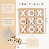 Tic Tac Toe Game & Decor Set, Kids Board Games, Versatile Boho/Natural Style Tic Tac Toe Board for Classic Two Person Games, 8.63 Inches Tic Tac Toe Woobli