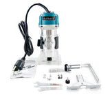 Cozyel 110V 800W Palm Router Electric Hand Trimer Wood Router 1/4" Collets Woodworking Tool Laminate Trimer, Blue Cozyel