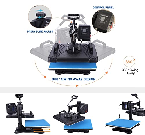 WHUBEFY Heat Press Machine 8 in 1 Combo,12x15 Multifunction Swing Away Sublimation Tshirt Press Machine Commercial Home Heat Transfer Machine for - WoodArtSupply