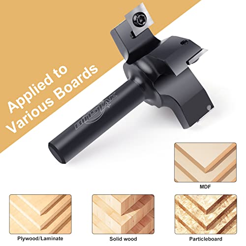 CNC Spoilboard Surfacing Router Bit, 1/2" Shank 2-1/2" Cutting Diameter, Carbide Insert Slab Flattening Router Bit Planing Bit Wood Planer Bit BINSTAK