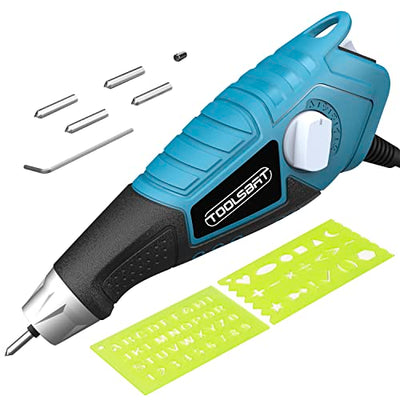 TOOLSBAT Engraver 15W Engraving Tool - Metal Engraver with 4 Tungsten Carbide Steel Bits & 2 Stencils 5 Speed Etching Tool Perfect for DIY