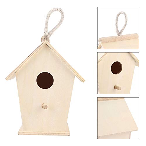 Wooden Decorative Birdhouse,Unfinished Outside Garden Patio Decorative Nesting Box Bird House Cage for Attracts - WoodArtSupply