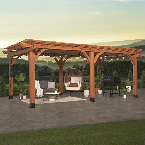 Backyard Discovery Beaumont 20x12 ft All Cedar Wood Pergola, Durable, Quality Supported Structure, Snow and Wind Supported, Rot Resistant, Backyard, - WoodArtSupply