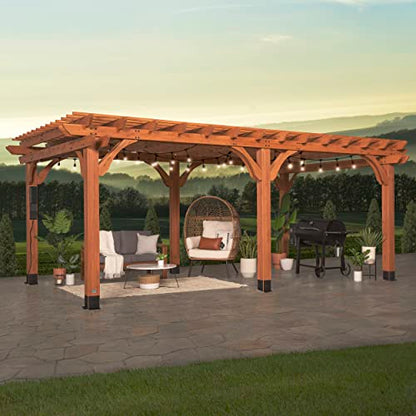 Backyard Discovery Beaumont 20x12 ft All Cedar Wood Pergola, Durable, Quality Supported Structure, Snow and Wind Supported, Rot Resistant, Backyard, - WoodArtSupply