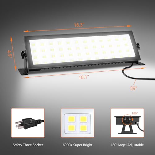 OOOLED 2 Pack LED Shop Lights, 100W 13000LM 6000K Super Bright LED Work Light, IP66 Waterproof LED Flood Light Outdoor with Plug, LED Shop Lights for OOOLED