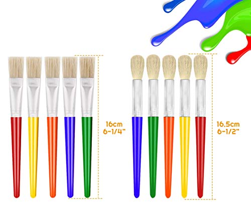 10Pcs Paint Brushes for Kids, Anezus Kids Paint Brushes Toddler Large Chubby Paint Brushes Round and Flat Preschool Paint Brushes for Washable Paint
