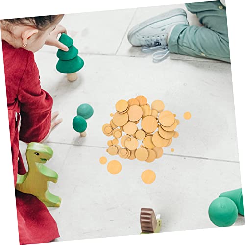 COHEALI 100Pcs Wooden Cutout Wood Circles with Holes Graffiti Chips Blank Decorate Wooden Wood Carving Hollow Out Wafer Crafts Wood Round Wood COHEALI