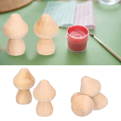 60 Pcs Wooden Mushrooms Small Unfinished Mushrooms, Unpainted Wood Mushroom Figures Embellishments Decorations for Home Garden Miniature Ornaments Restokki