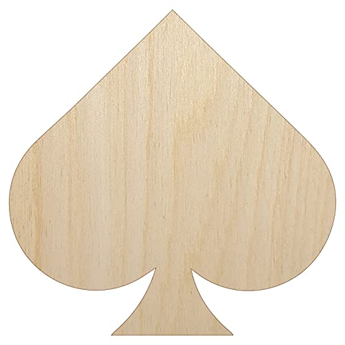 Card Suit Spades Unfinished Wood Shape Piece Cutout for DIY Craft Projects - 1/4 Inch Thick - 4.70 Inch Size Sniggle Sloth