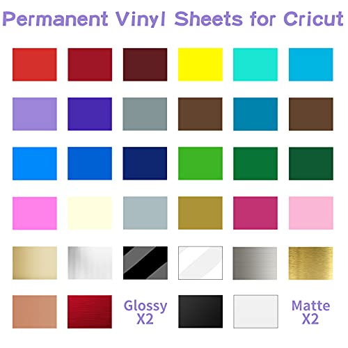 Lya Vinyl 68 Pack Permanent Vinyl, Self Adhesive Vinyl Sheets for Cricut, Permanent Outdoor Vinyl for Party Decoration, Sticker, DIY Mug, Car Decal Lya Vinyl