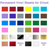 Lya Vinyl 68 Pack Permanent Vinyl, Self Adhesive Vinyl Sheets for Cricut, Permanent Outdoor Vinyl for Party Decoration, Sticker, DIY Mug, Car Decal Lya Vinyl
