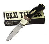 Old Timer 3OT Bearhead Traditional Lockback Pocket Knife with 2.2in High Carbon Stainless Steel Blade, Sawcut Handle, and Convenient Small Size for Schrade