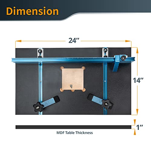 POWERTEC 71539 14"x24" Drill Press Table Set-Up Kit w/T Track Fence, Hold Down Clamps and Installation Hardware For 12” Drill Presses or Larger POWERTEC