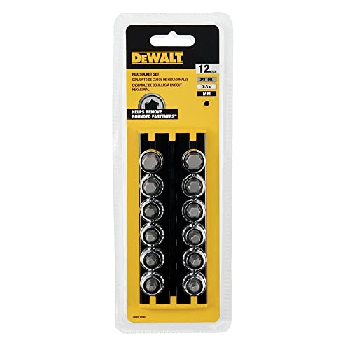 DEWALT 3/8 DRIVE, SAE & MM HEX SOCKET SET, 12PC (DWMT17002) DEWALT