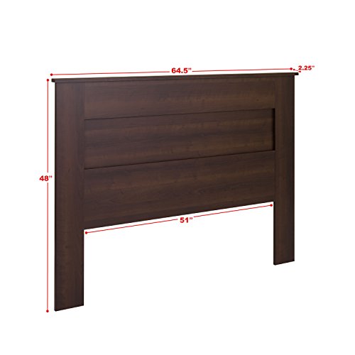 Prepac Stylish Flat Wood Panel Headboard for Queen Size Beds, Simplistic Wooden Queen Headboard 2.25" D x 64.5" W x 48" H, Espresso, EHFQ-1301-1 - WoodArtSupply