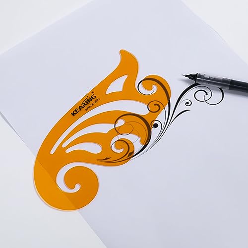 KEARING French Curve Template Set of 8, Multifunctional Geometric Drawing Ruler Flexible Plastic Drafting Measuring Tool Drawing Templates KEARING