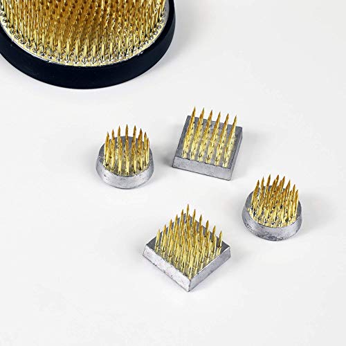 Wazakura 4PCS Mini Ikebana Kenzan Japanese Flower Holder, Made in Japan, Floral Arranging Pin Frog, Round Square - 1"(24mm) Brass Wazakura