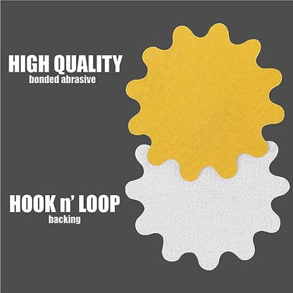 2" Diameter Flex Edge Gold Hook and Loop Wavy Sanding Disc Single Grit 25 Pack for Hand Drill Mounted Sanding Pads and Manual Bowl Sanders 320 Grit