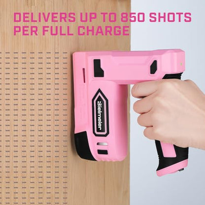 Bielmeier Pink Cordless Staple Gun, 2-in-1 Nail Gun Battery Powered with 2600Pcs Staples and Nails, 4V Brad Nailer Tacker Electric Stapler for