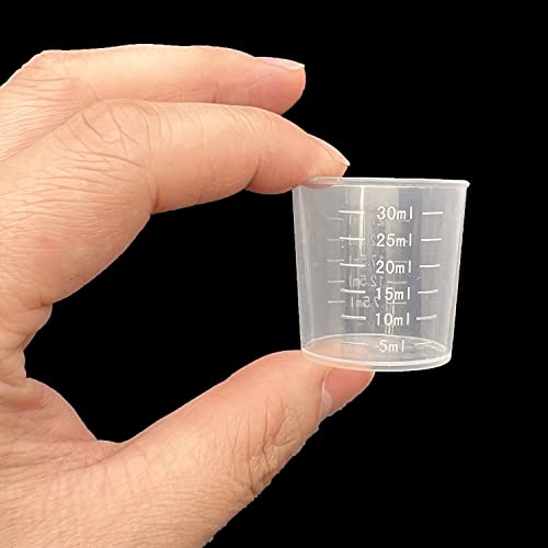 60 Pcs Plastic Graduated Cups, 30ml/1oz Clear Scale Cups with 50 Pcs Wooden Stirring Sticks for Epoxy, Resin, Stain, Mixing Paint - WoodArtSupply