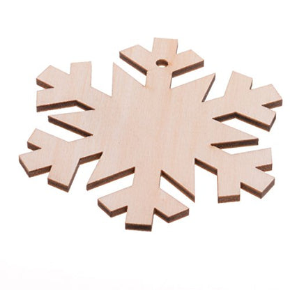 Christmas Wooden Crafts Hanging Ornaments Christmas Tree Decoration Unfinished Wood Cutouts for DIY Blank Slices to Paint (50PCs Snowflake Style)