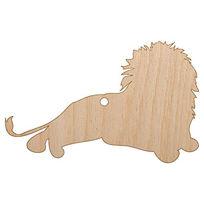 Lion Resting Solid Unfinished Craft Wood Holiday Christmas Tree DIY Pre-Drilled Ornament - WoodArtSupply