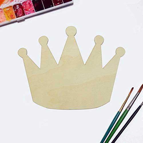 JANOU 6pcs Crown Shaped Wood DIY Craft Cutouts Unfinished Wooden Blank Wood Embellishments Ornaments for Wedding Birthday Christmas Party Decoration, - WoodArtSupply