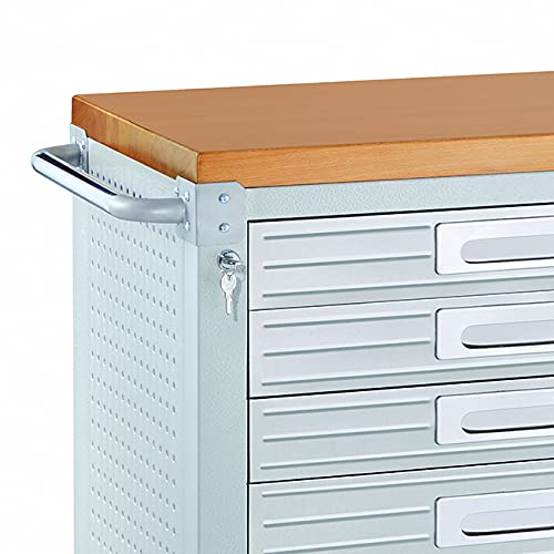 Seville Classics UltraHD Heavy Duty Rolling Cabinet Workbench Table w/Solid Wood Top, Workstation for Garage, Warehouse, Office, Workshop, 77" W x