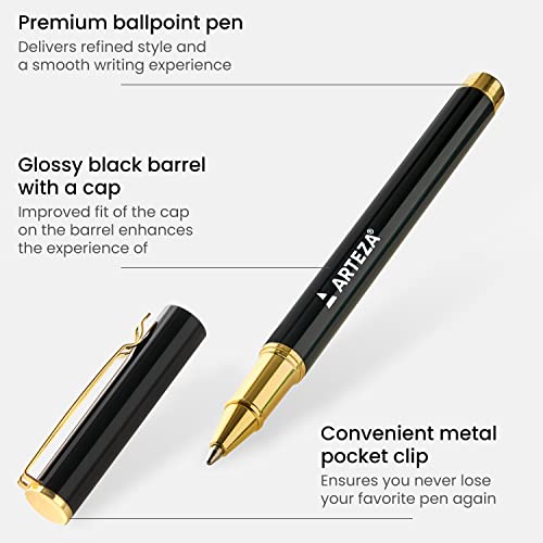 ARTEZA Journal Gift Set, 6 x 8 Inches, 96-Sheet Notebook with Double-Sided Lined Paper and 1 Black Ink Pen, Black and White Design, Office Supplies ARTEZA