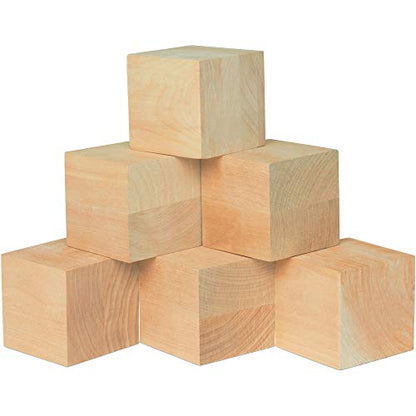 Unfinished Wood Cubes 3 inch, Pack of 4 Large Wooden Cubes for Wood Blocks Crafts and Decor, by Woodpeckers