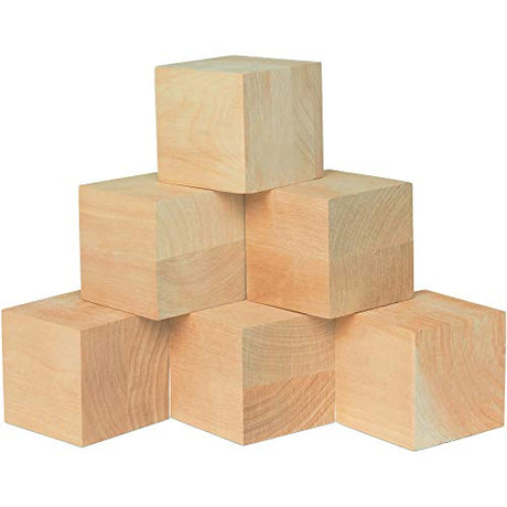 Unfinished Wood Cubes 3 inch, Pack of 4 Large Wooden Cubes for Wood Blocks Crafts and Decor, by Woodpeckers Woodpeckers