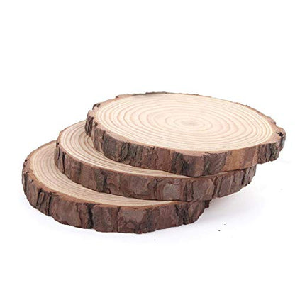Natural Wood Slices 3 Pcs 6-7 Inches Diameter x 3/5" Thick Big Size Craft Wood Unfinished Wooden Circles Great for DIY Arts and Crafts Christmas