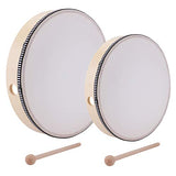Foraineam 10 Inch & 8 Inch Hand Drum Percussion Wood Frame Drum with Drum Stick Foraineam