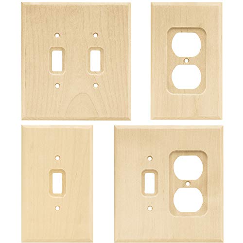 Franklin Brass Wood Square Wall Plate, Unfinished Wood Single Duplex Outlet Cover, 3-Pack, W10397V-UN-C