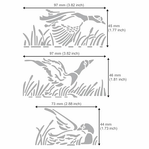 Aleks Melnyk No.473 Metal Stencil, Duck Flies Over Water and Reeds, Birds, Animals, Small Stencil, 1 PC, Template for Wood Burning, Engraving, - WoodArtSupply