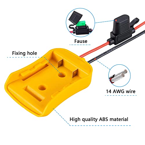 Power Wheel Adapter for Dewalt 20V Battery with Fuse & Wire terminals，Work with for Dewalt DCB205 DCB206 DCB200 Lithium Battery；Power Wheel Battery Crivnhar
