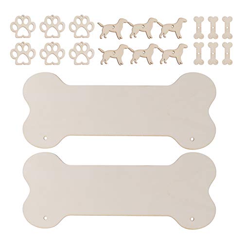 ARTIBETTER Dog Bone Wood Sign Blank Wooden Plaque Unfinished Wood DIY Crafts Hanging Sign for Puppy Pet House Door Wall Decoration 20pcs ARTIBETTER