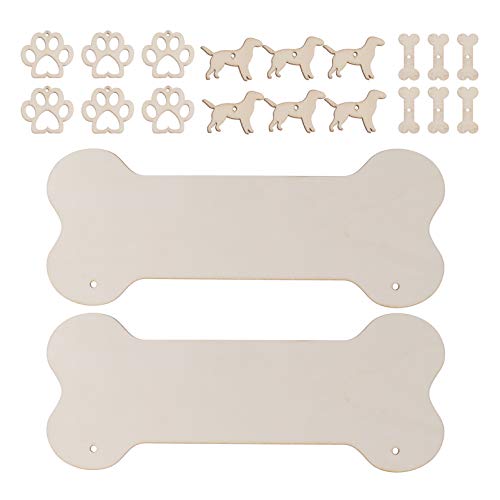 ARTIBETTER Dog Bone Wood Sign Blank Wooden Plaque Unfinished Wood DIY Crafts Hanging Sign for Puppy Pet House Door Wall Decoration 20pcs - WoodArtSupply