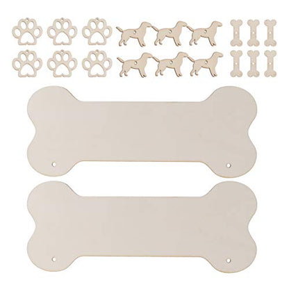 ARTIBETTER Dog Bone Wood Sign Blank Wooden Plaque Unfinished Wood DIY Crafts Hanging Sign for Puppy Pet House Door Wall Decoration 20pcs - WoodArtSupply