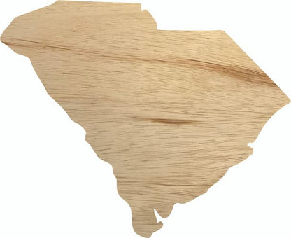 South Carolina Wooden State 4" Cutout, Unfinished Real Wood State Shape, Craft