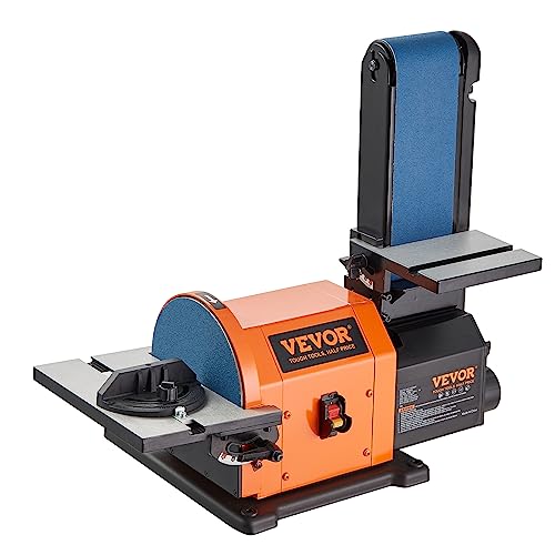 VEVOR Professional Belt Sander, 8" Disc Sander and 4 x 36 in. Belt Sander with 5A Induction Motor Cast Aluminum Worktable for Woodworking, - WoodArtSupply