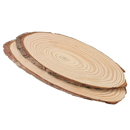 10 PCS Oval Natural Wood Slices, Length 12 Inch and Width 3.9-4.7 Inch Craft Wood Slices, Oval Shaped Unfinished Wood Slices for DIY Christmas