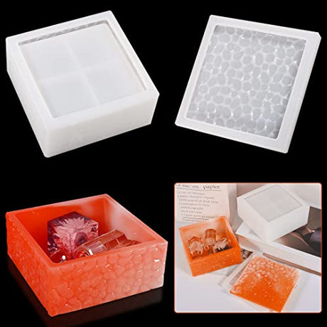 Zayookey Storage Box Resin Mold, Square Jar Silicone Resin Molds with Lid, Cube Epoxy Casting Mould Jewelry Box Mold for DIY Craft Trinket Candy Zayookey