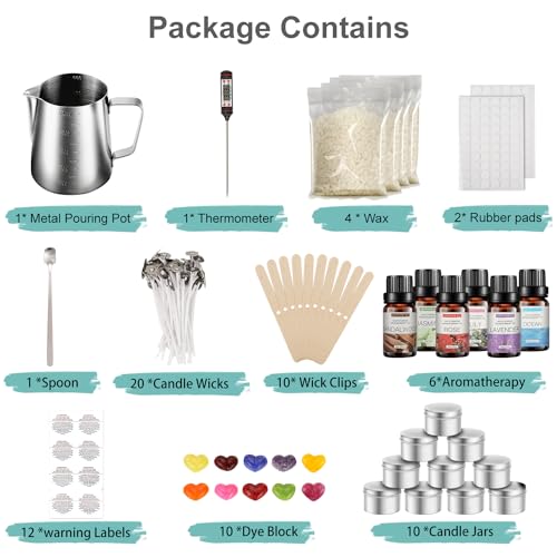 Haccah Complete Candle Making Kit,Candle Making Supplies,DIY Arts and Crafts Kits for Adults,Beginners,Kids Including Wax, Wicks, 6 Kinds of Haccah